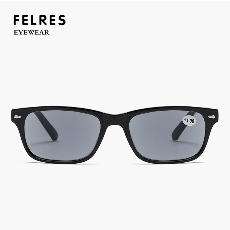 Men Women Tinted Reading Glasses Classic Outdoor Square Grey lenses Sunglasses
