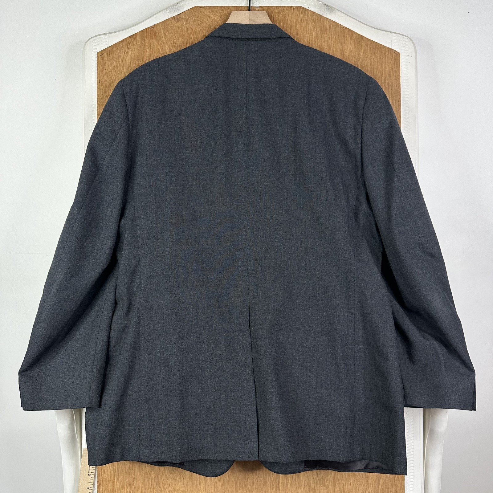 Jos A Bank Suit 44R Gray 2 Button Wool Pants 38×28 Pleated Front Canvased