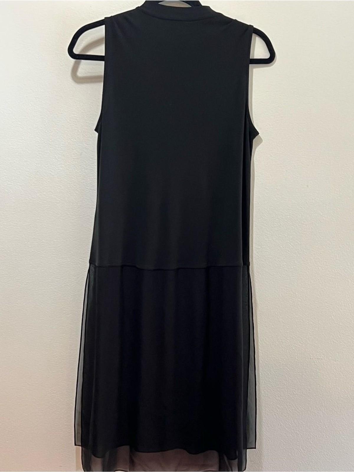 Eileen Fisher Sleeveless Black Tunic with Sheer Hem
