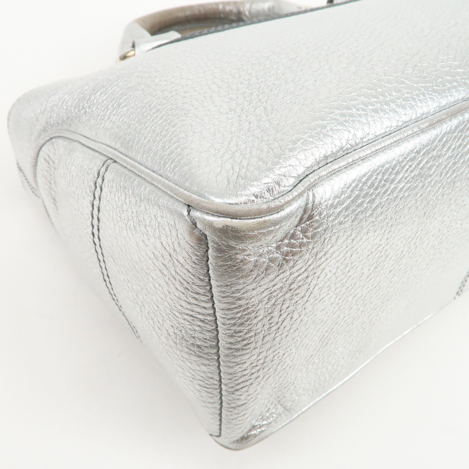 CELINE Leather Boogie Bag Hand Bag Tote Bag Silver Authentic Used F/S