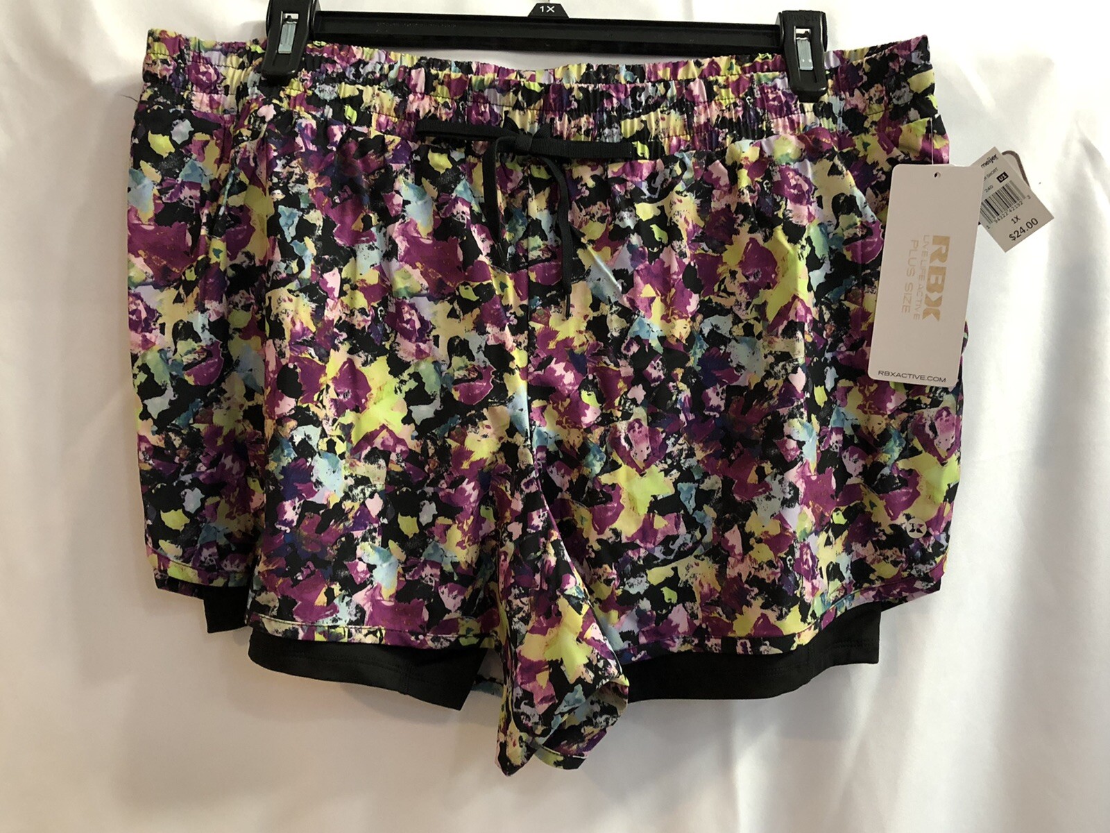 RBX Active Women’s Workout Running Shorts 1XL Attached Bike Short Athletic Gym
