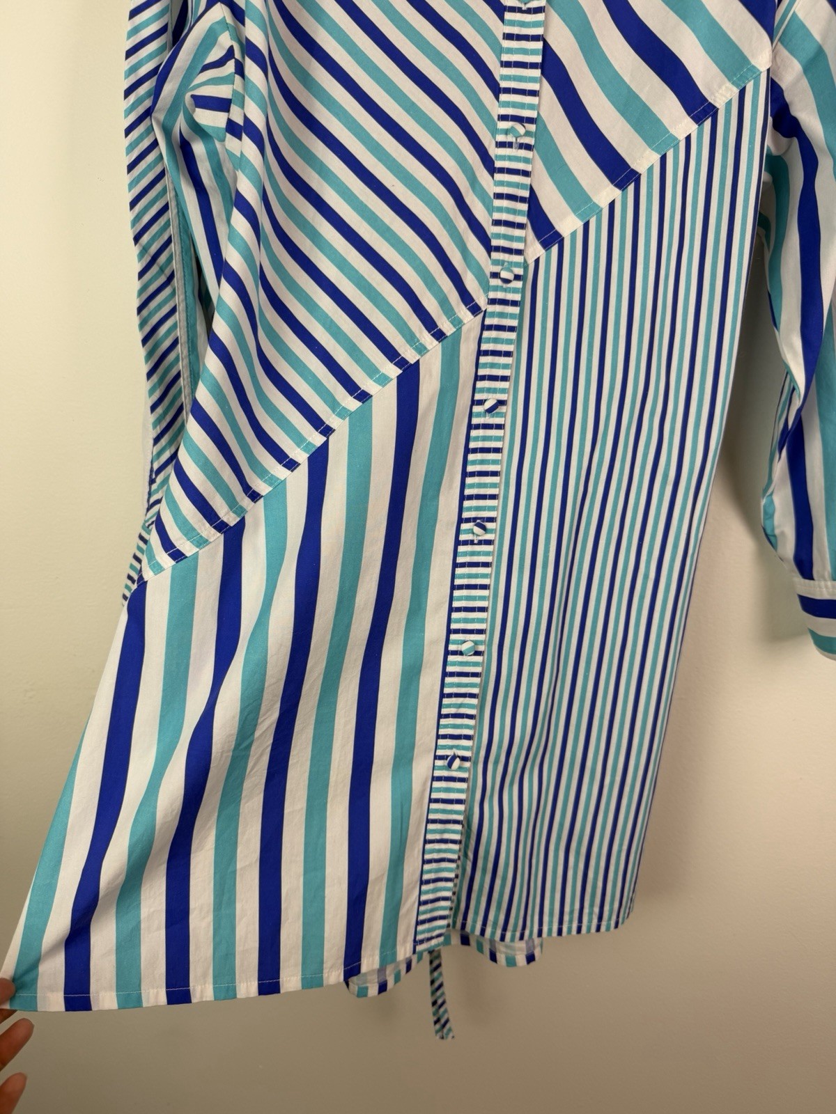 Solid & Striped The Emerson Poplin Shirt Dress in Mixed Stripe Cerulean Size M