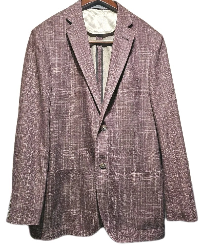 Corneliani-Mens Maroon Silk Unlined, Unconstructed Summer Sport Coat-(52) 42R