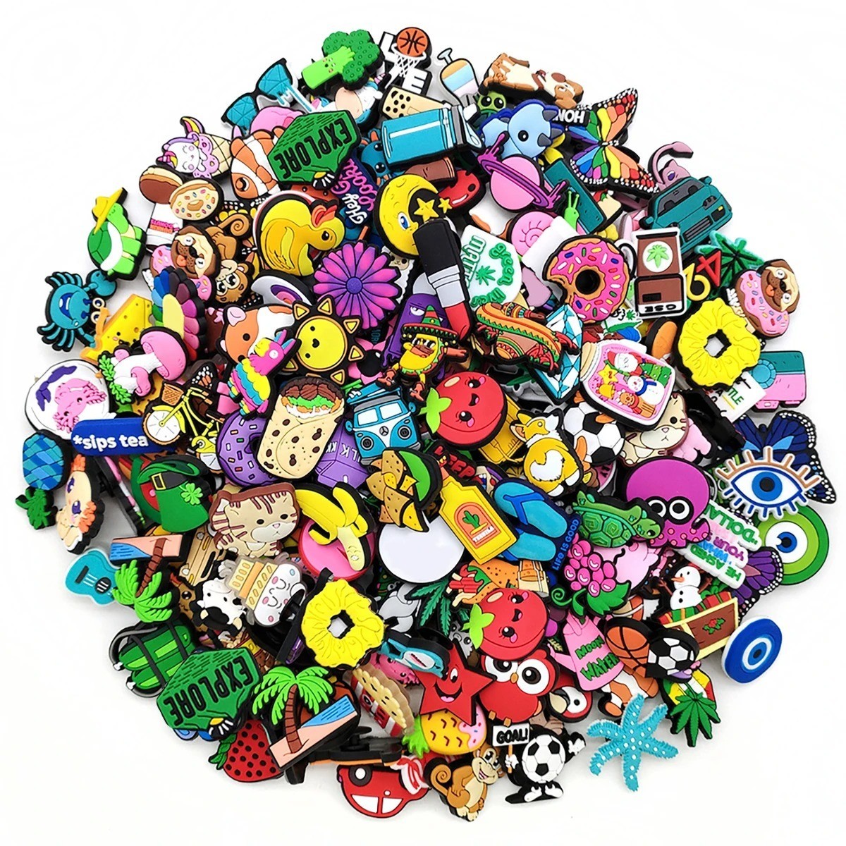 30 Pcs Mixed Pvc Shoe Charms Lot Different Charms Fit For Croc Clog Sandals USA