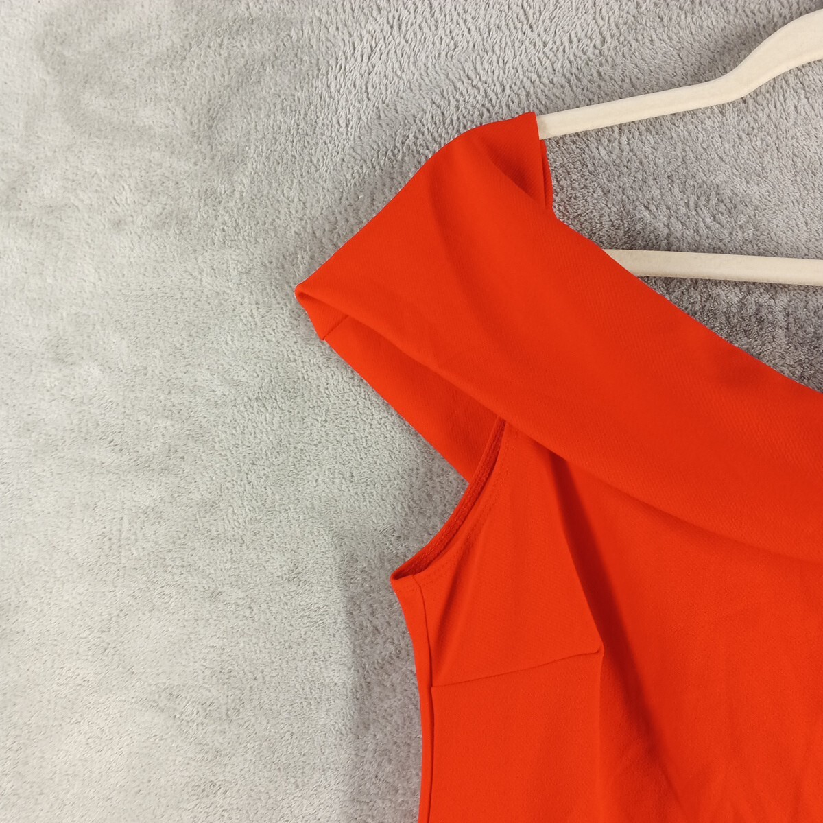 REBECCA B Sheath Red Dress Size 14 Women Off The Shoulder Knit Elegant Zip