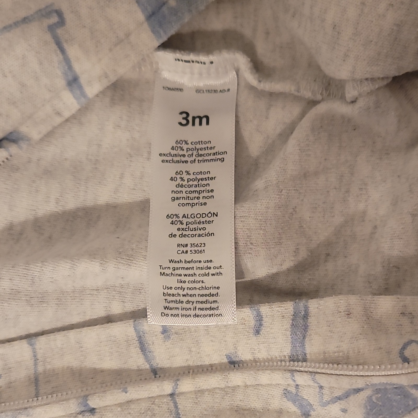 Carter’s 3M Gray/Blue Footed 2 Way Zippper Sleeper With Farm Animals-Gender Neut
