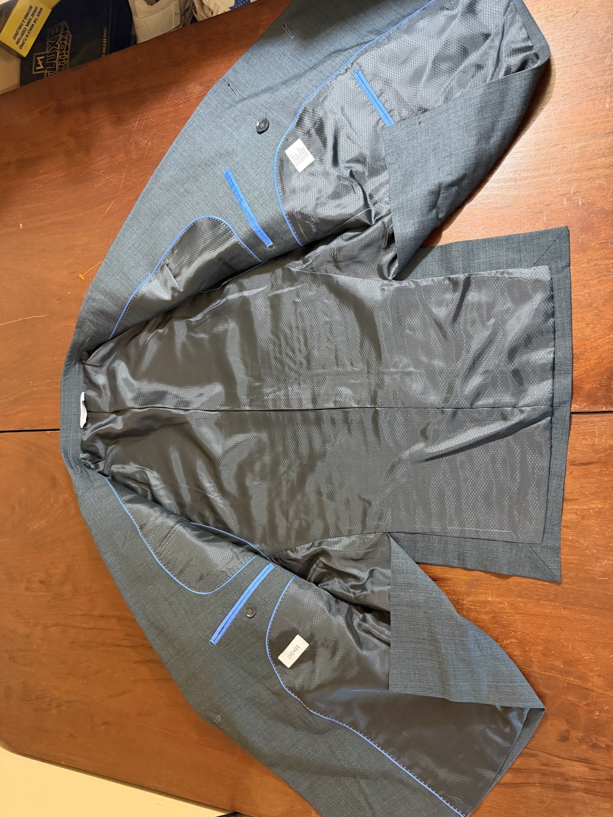 2025 LINEAGE Gray Double Breasted Sport Coat Suit Blazer 44S