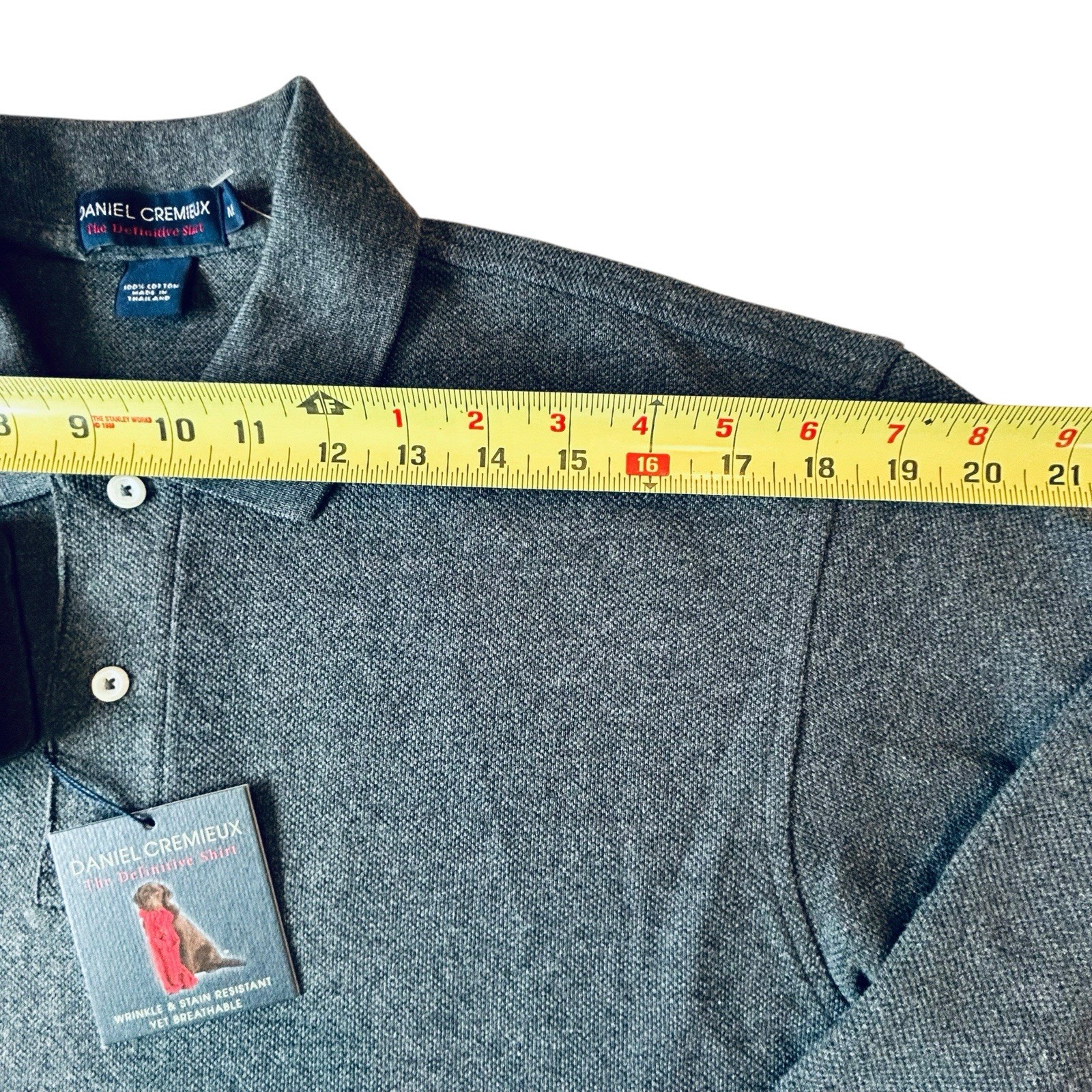 Daniel Cremieux Definitive Shirt Men’s M Gray Long Sleeve Polo 100% Cotton NWT