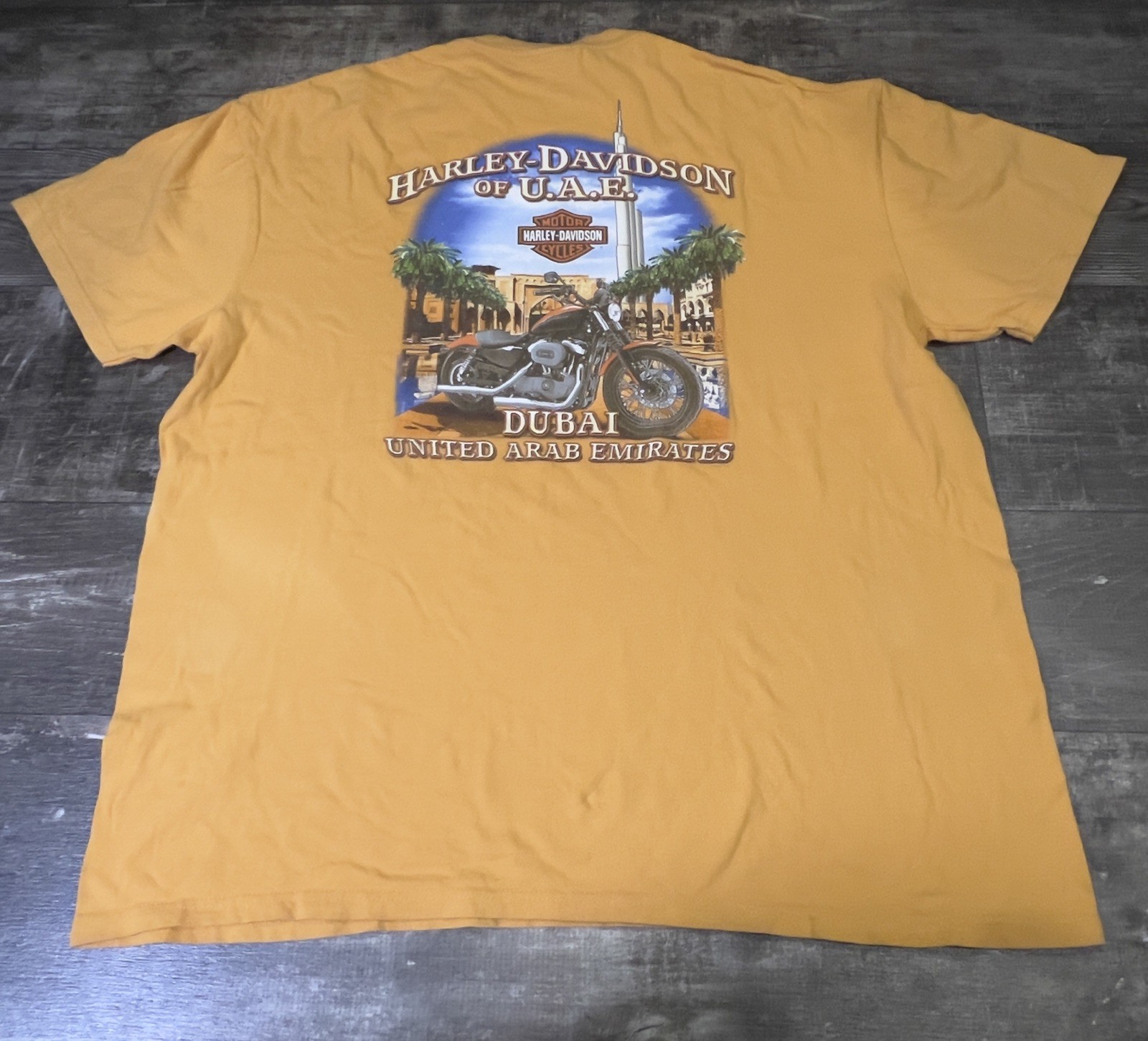 Harley Davidson Dubai United Arab Emirates Tee Mens Black Flames Size XXL 2XL