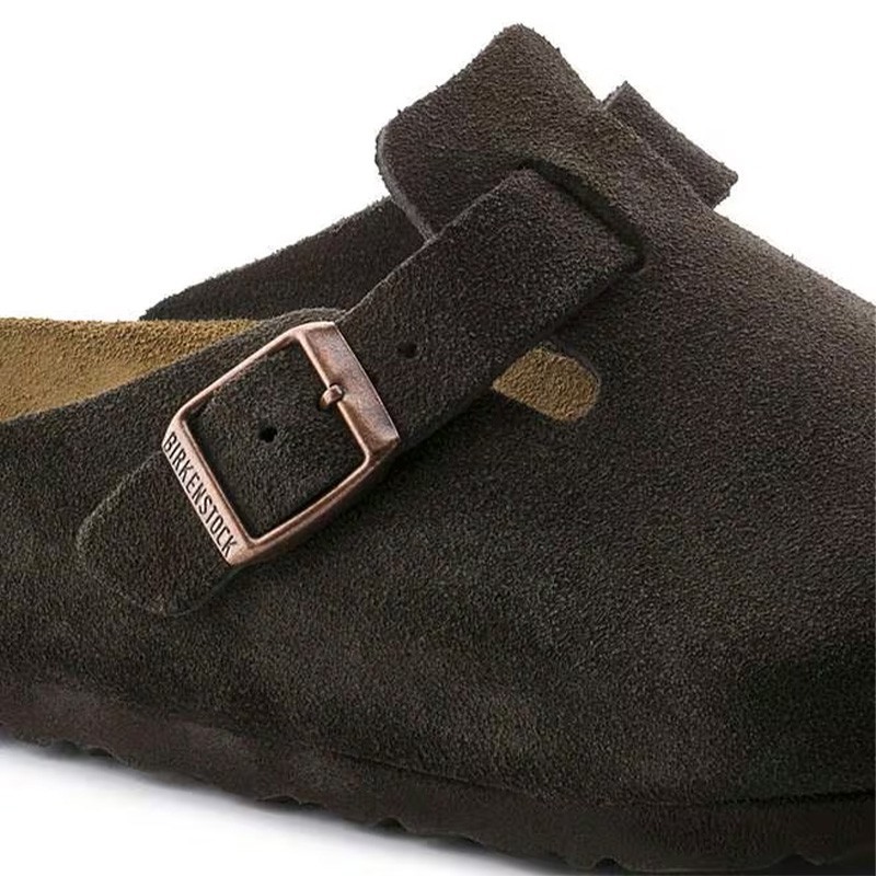 Birkenstock Boston Mocha Suede Leather Soft Footbed Unisex Clog Shoes All Sizes