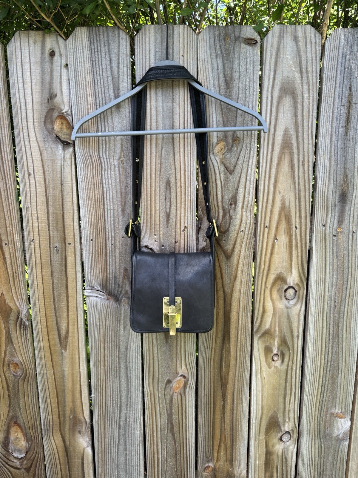 RARE Coach Pre Creed 1973 1970s Leather Hasp Bag Shoulder Bonnie Cashin Black