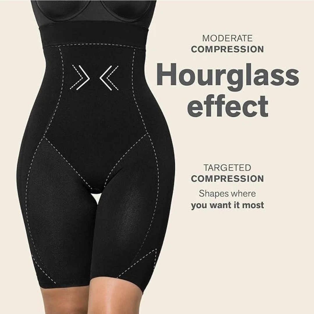 Leonisa Women’s High Waisted Shapewear Shorts-Tummy Control Shape-Size:XS-Black