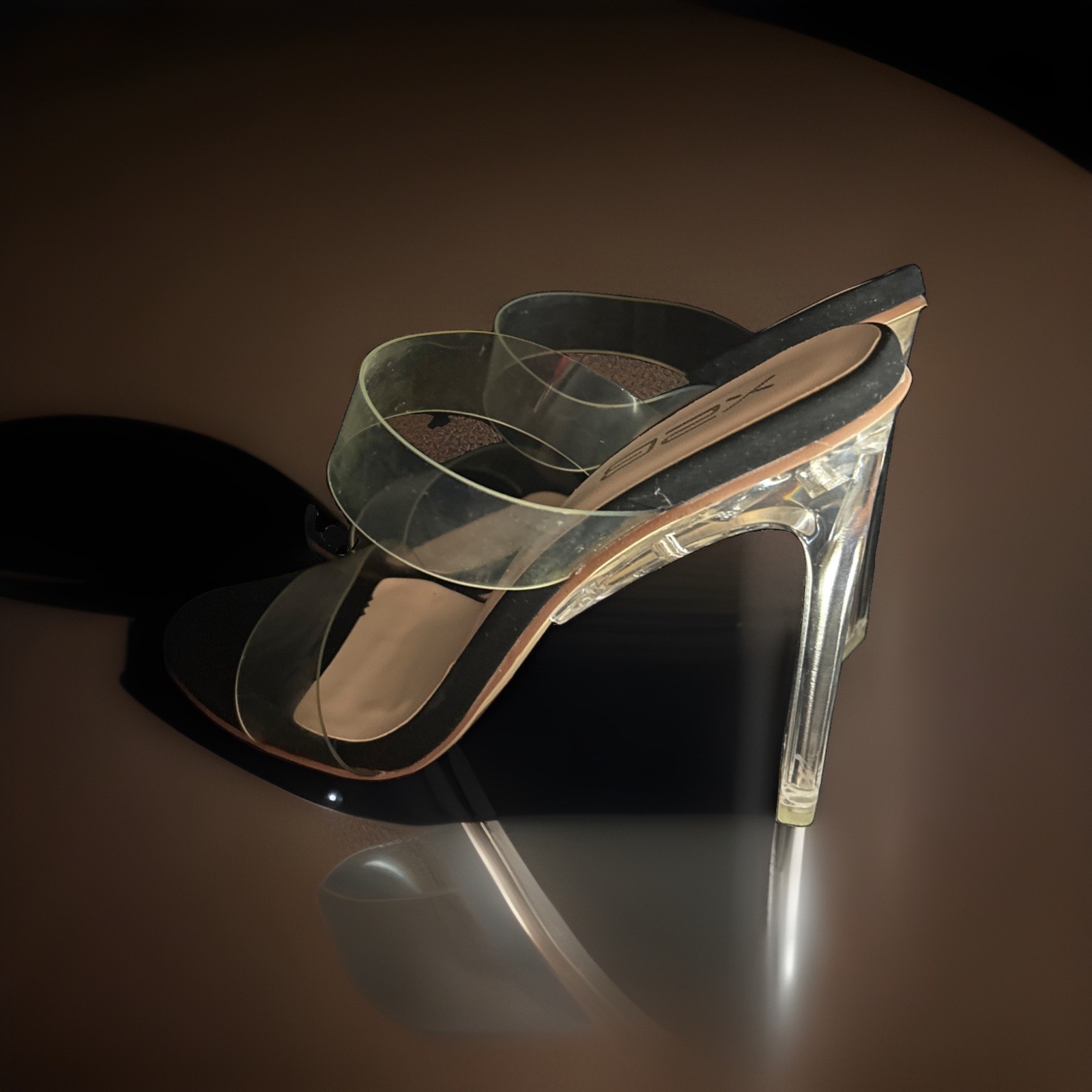 X2B Thalia Clear Chunky High Heel Mule Sandals Size W7