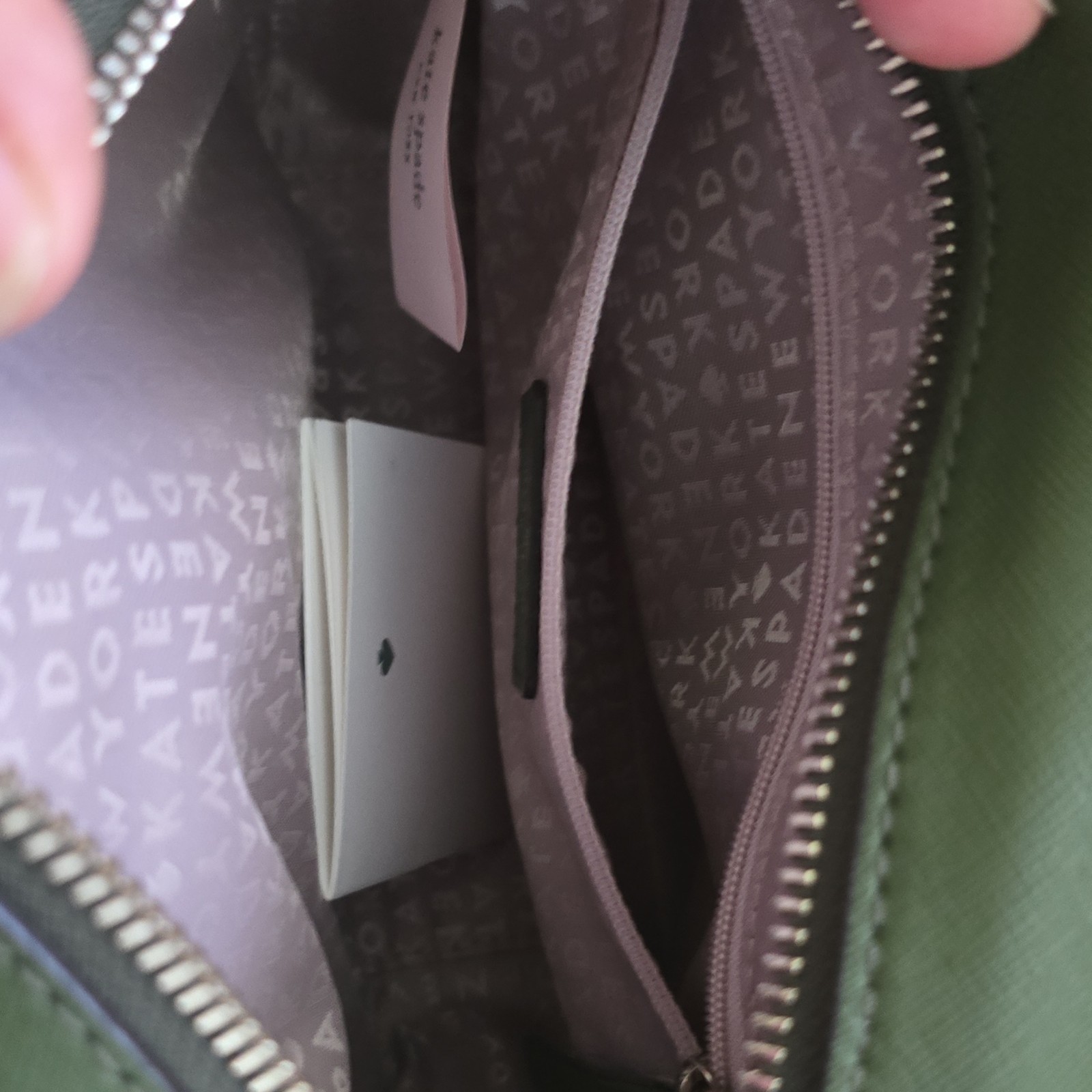 Kate Spade New York Green Small Crossbody Bag Zip Closure Silver Logo