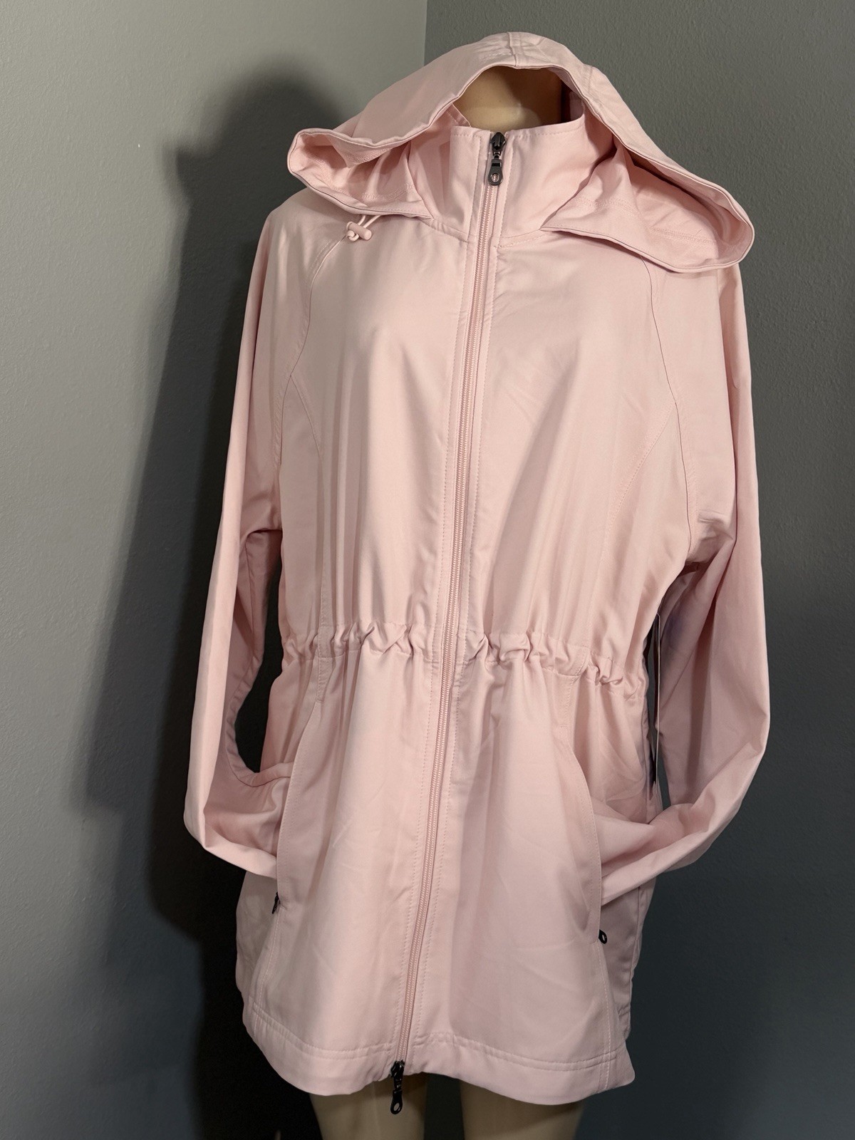 Kirkland Signature Women’s Pink Hooded Softshell Jacket L Full Zip Pockets