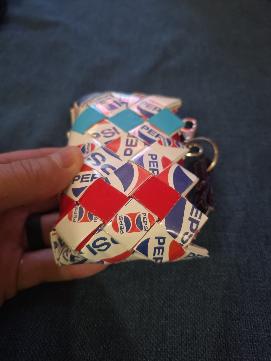 Pepsi Branded NAHUI OLLIN Candy Wrapper Coin Purse Red White Blue handmade Small
