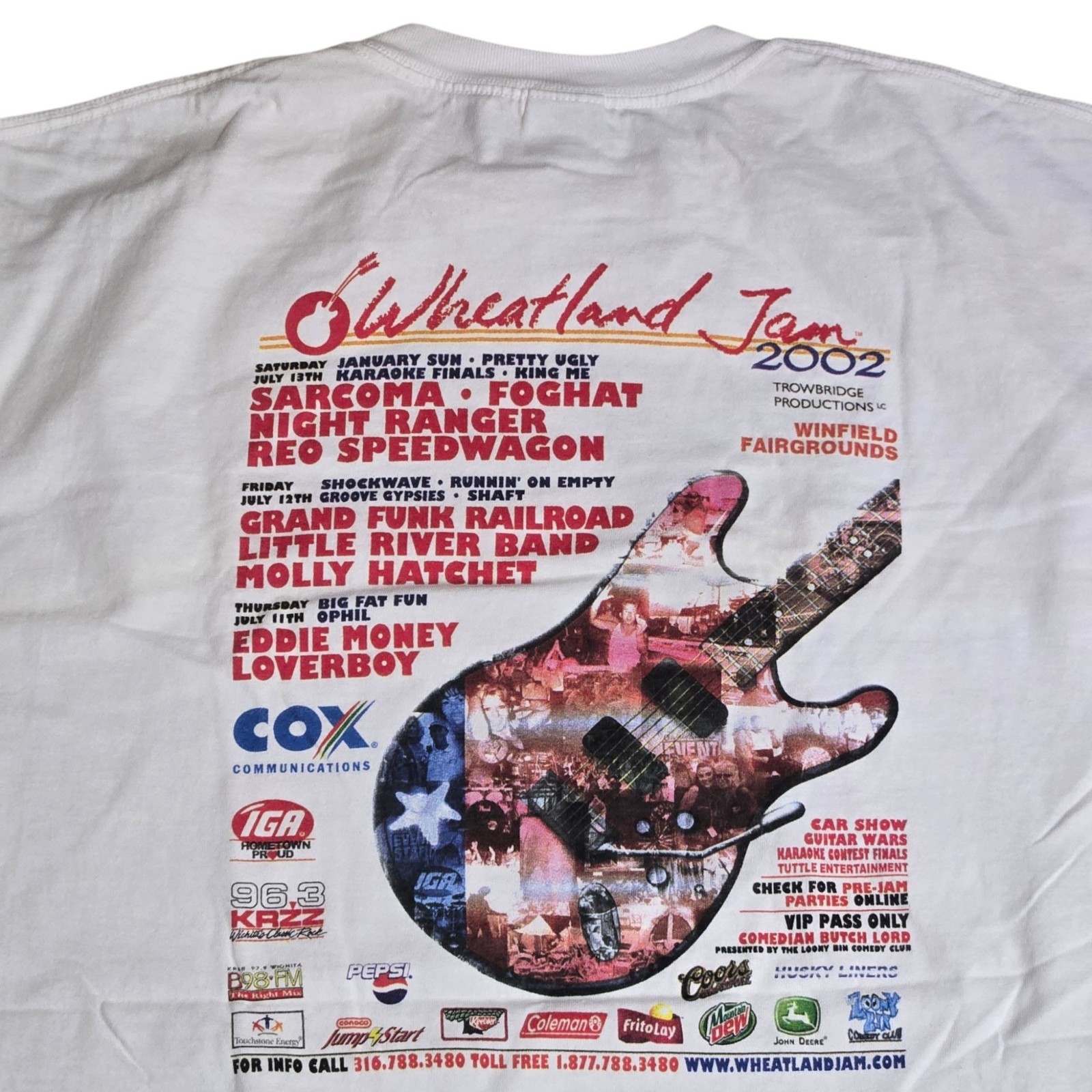 Wheatland Jam 2002 Graphic T Shirt White 2X Winfield KS Music Festival Vintage