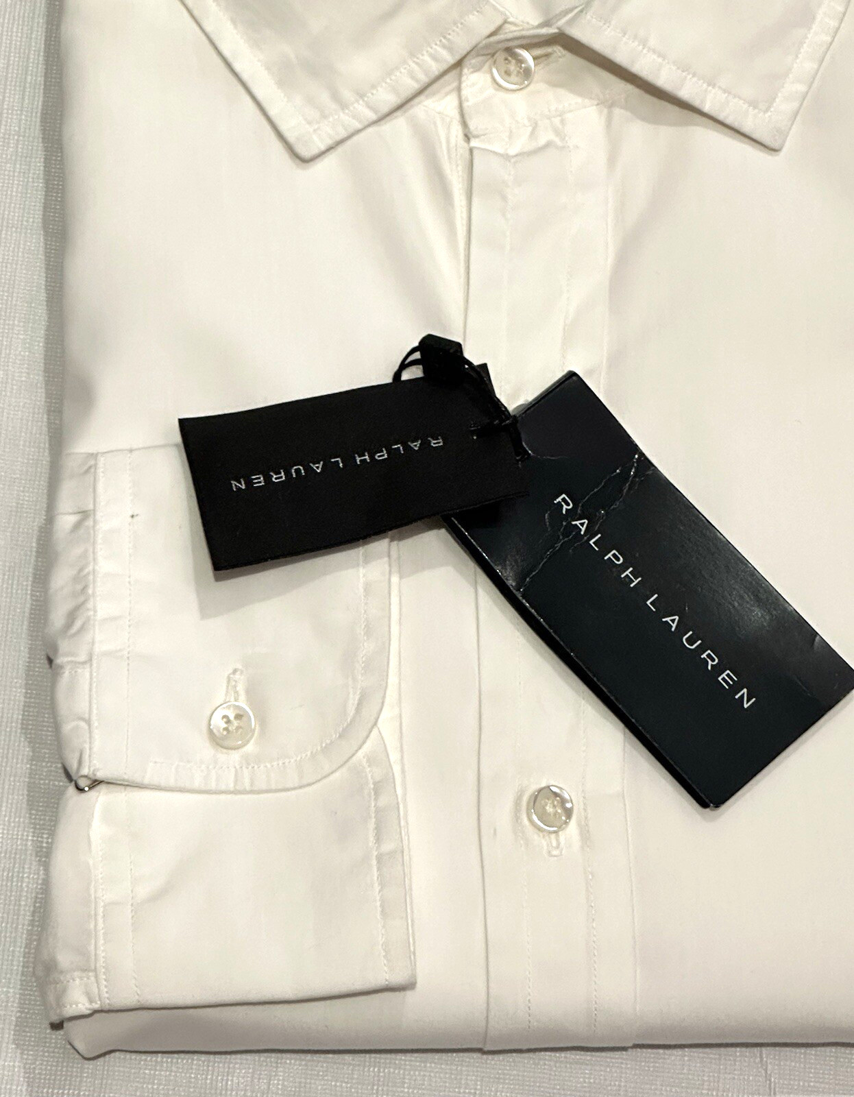 $595 NEW XL 17 /17.5 RALPH LAUREN BLACK LABEL SHIRT GRUNGE WHITE DRESS RARE