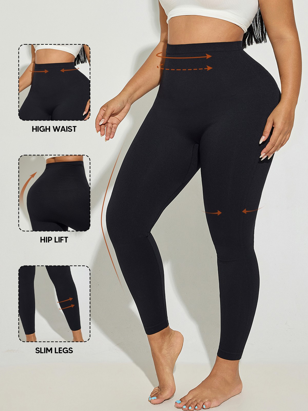 Plus Size Women Anti-Cellulite Compression Leggings Leg Slimming Body Shaper