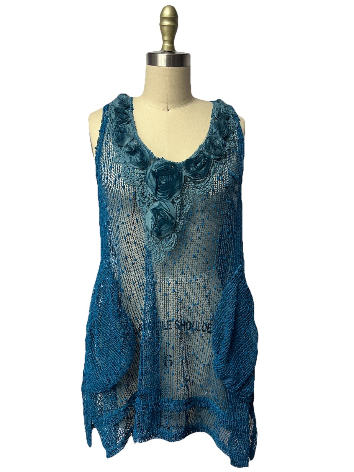 Pretty Angel Tunic Top Asymmetric Hem Fairy Grunge Artsy Lagenlook Roses Sz M