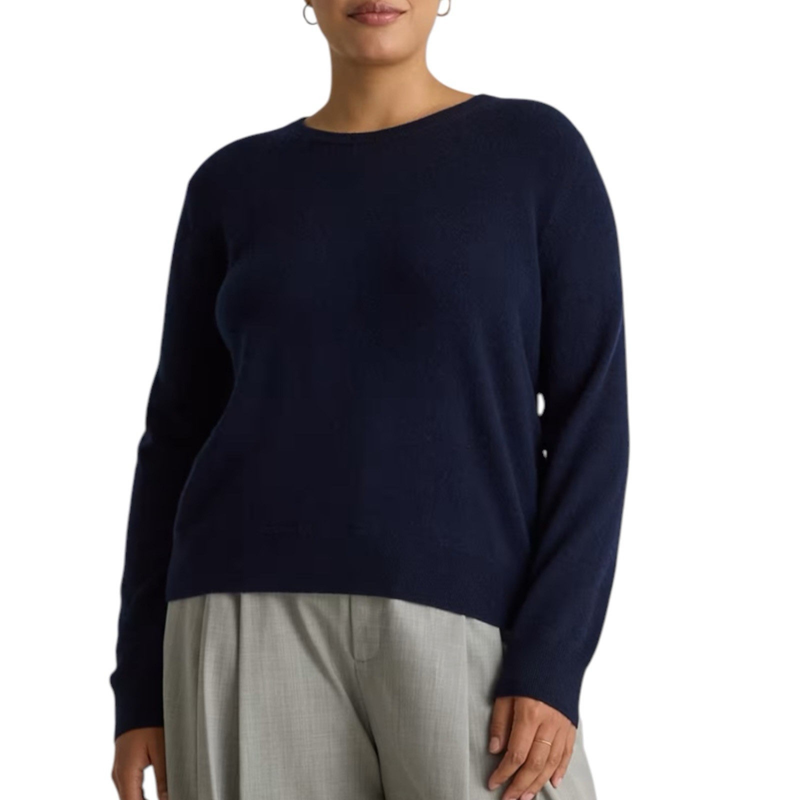 Quince Mongolian Cashmere Crewneck Sweater True Navy Women’s Size Large NWT
