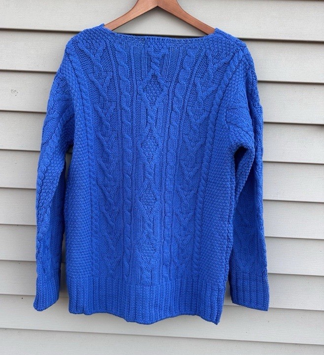 Aran Crafts Wool Irish Cardigan Cable Knit Sweater Blue Women’s Large