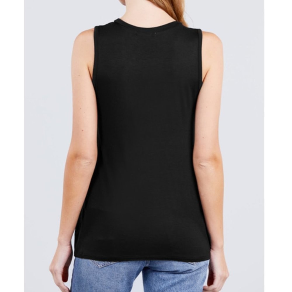 NWOT- Women’s Sleeveless Rayon/Span Knit Top, Black