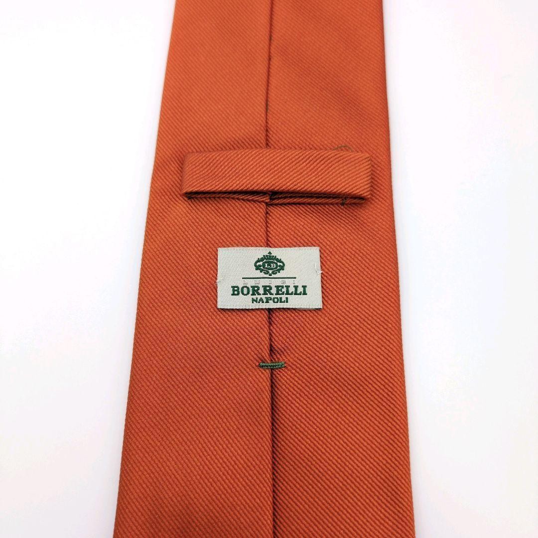 LUIGI BORRELLI Orange Solid Silk Tie 8.3cm Width 148cm Length