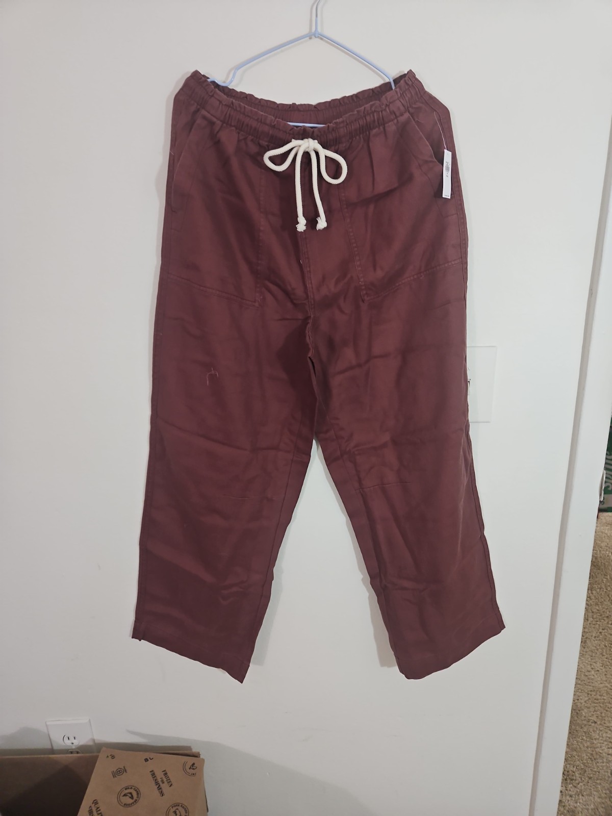 Old Navy Men’s M Tall Mauve Utility Twill Pants Elastic Waist Pockets