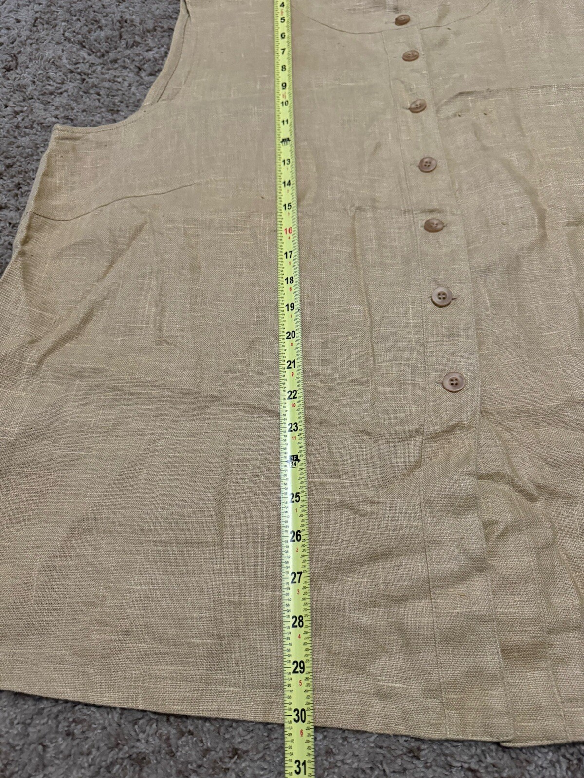 HARVE BENARD 100% Linen Button Front Sleeveless Blouse Top 26W Quiet Lux Casual