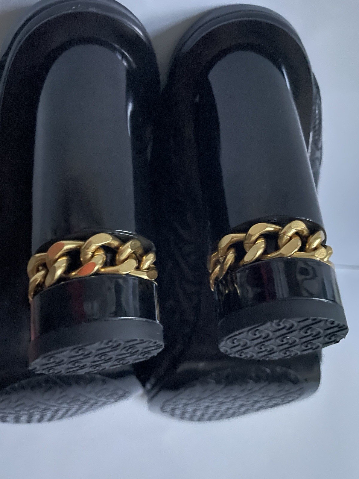 Rebecca Minkoff Black Quilted Leather Chain Open Toe Slip-On Mule Heels 10