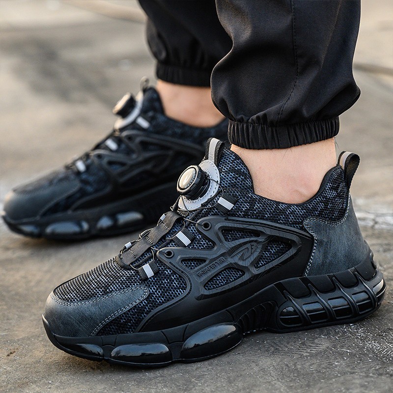 New Anti-smash Men Steel Toe Work Shoes Lightweight Breathable Work Sneaker