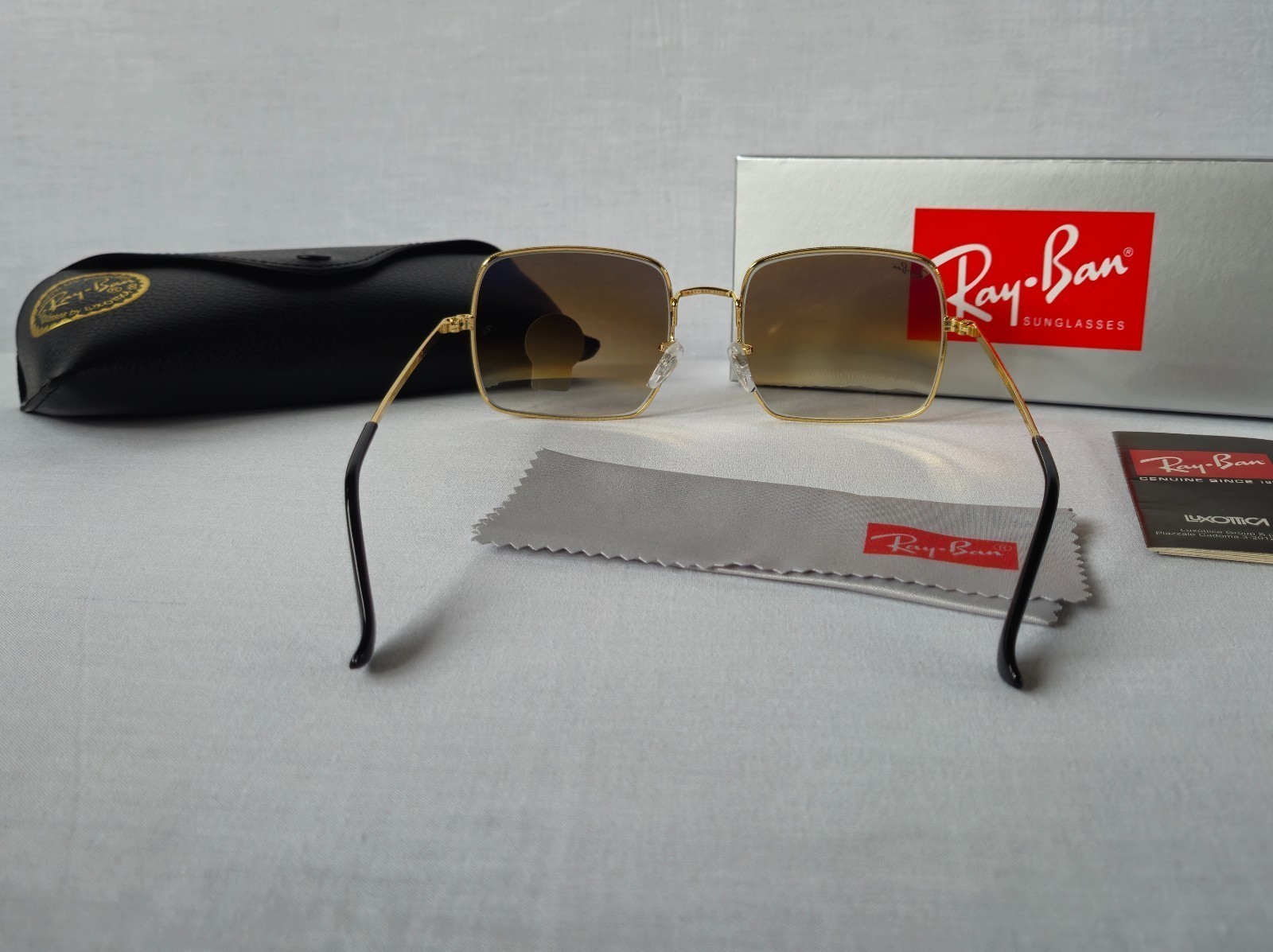 NEW Ray-Ban RB1971 9147/51 SQUARE CLASSIC Polished Gold Grad Brown Sunglasses 54