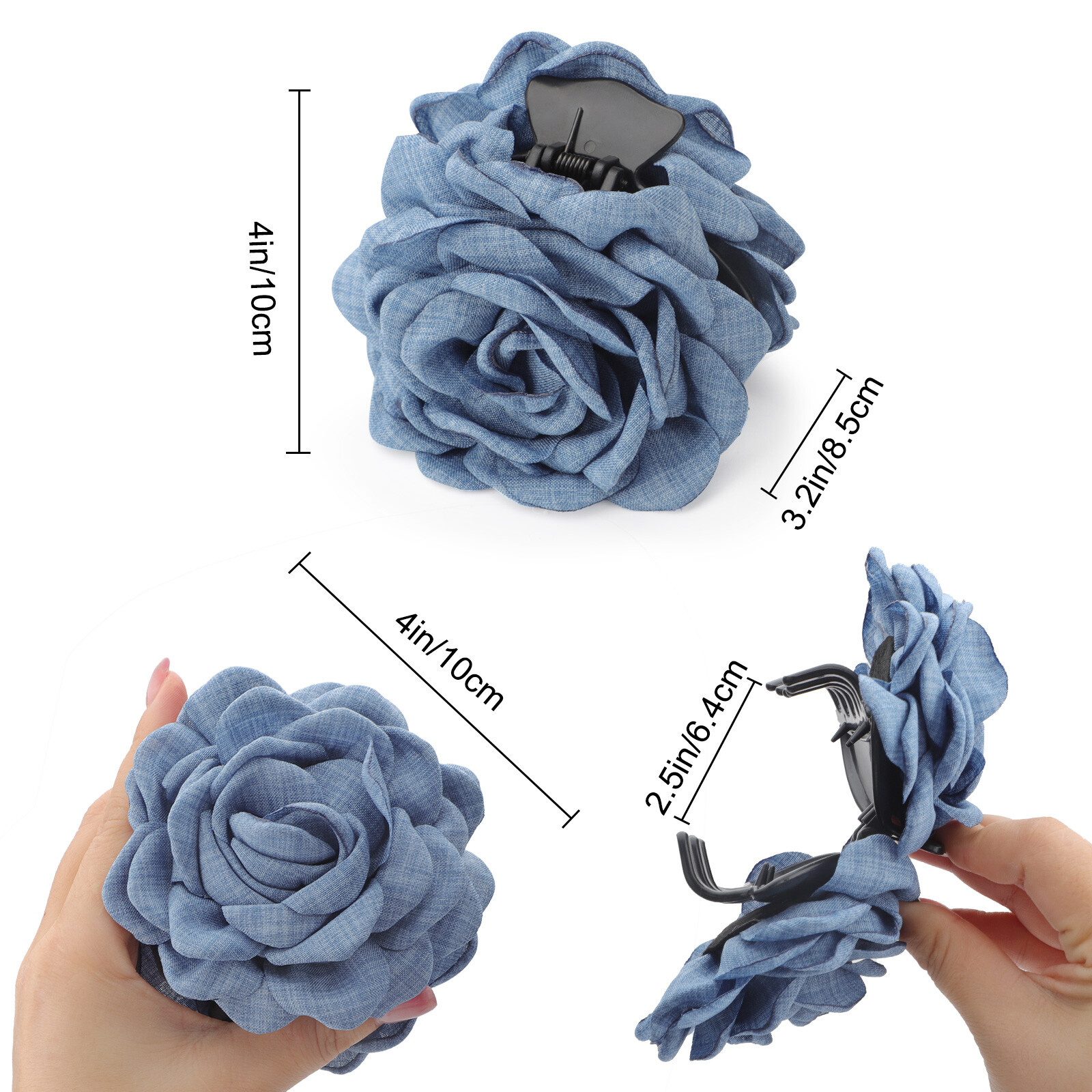2Pcs Rose Flower Hair Claw Clips Nonslip Plastic Hair Pin for Thick Heavy Hair