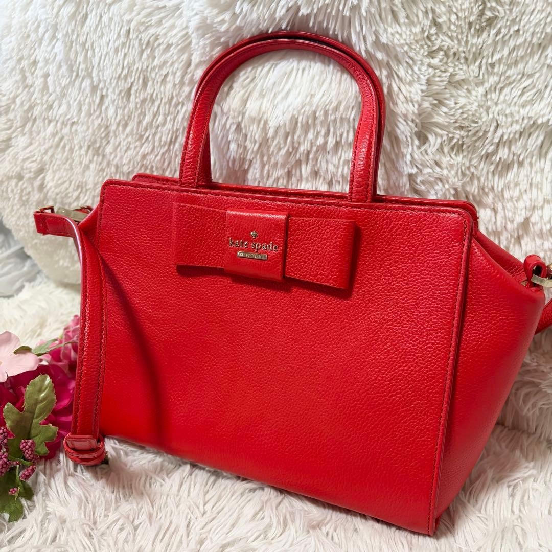 kate spade new york 2way handbag ribbon red fashion shoulder bag