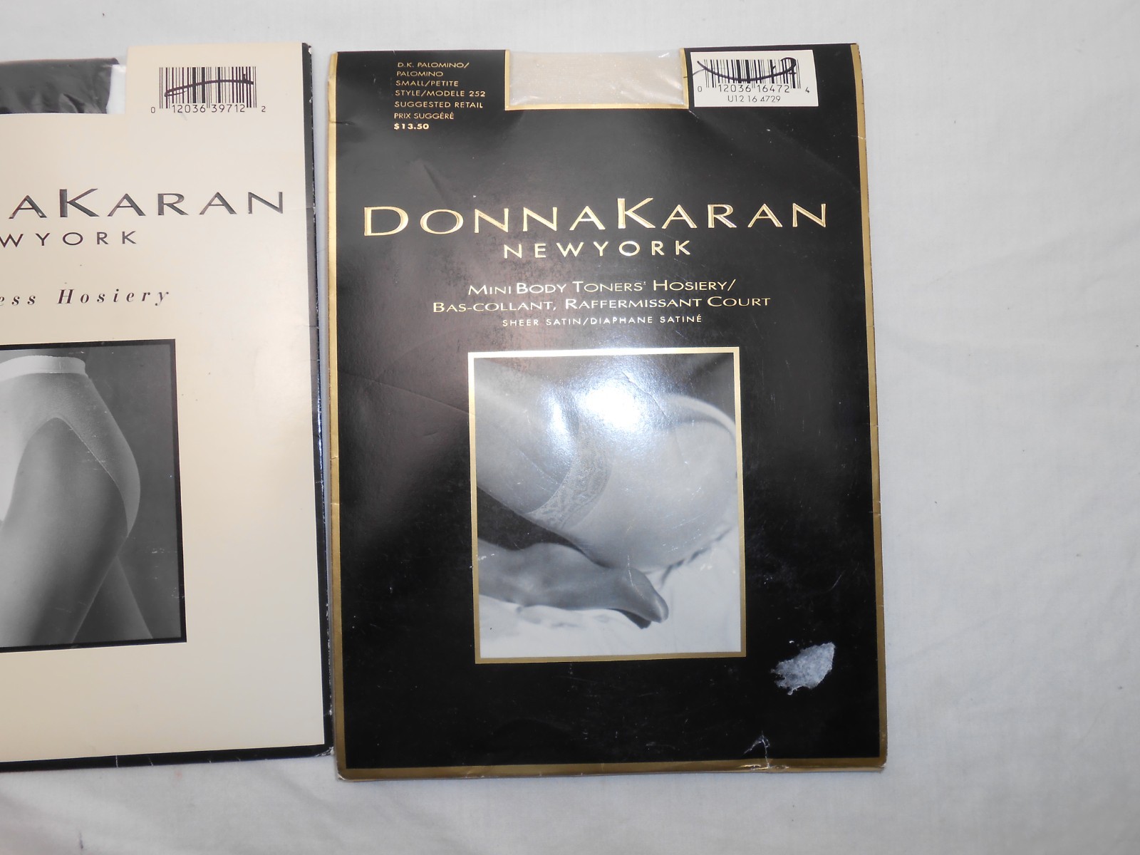 PAIR Donna Karan New York DK Palomino & Black 252 C11 Pantyhose Small Petite NEW
