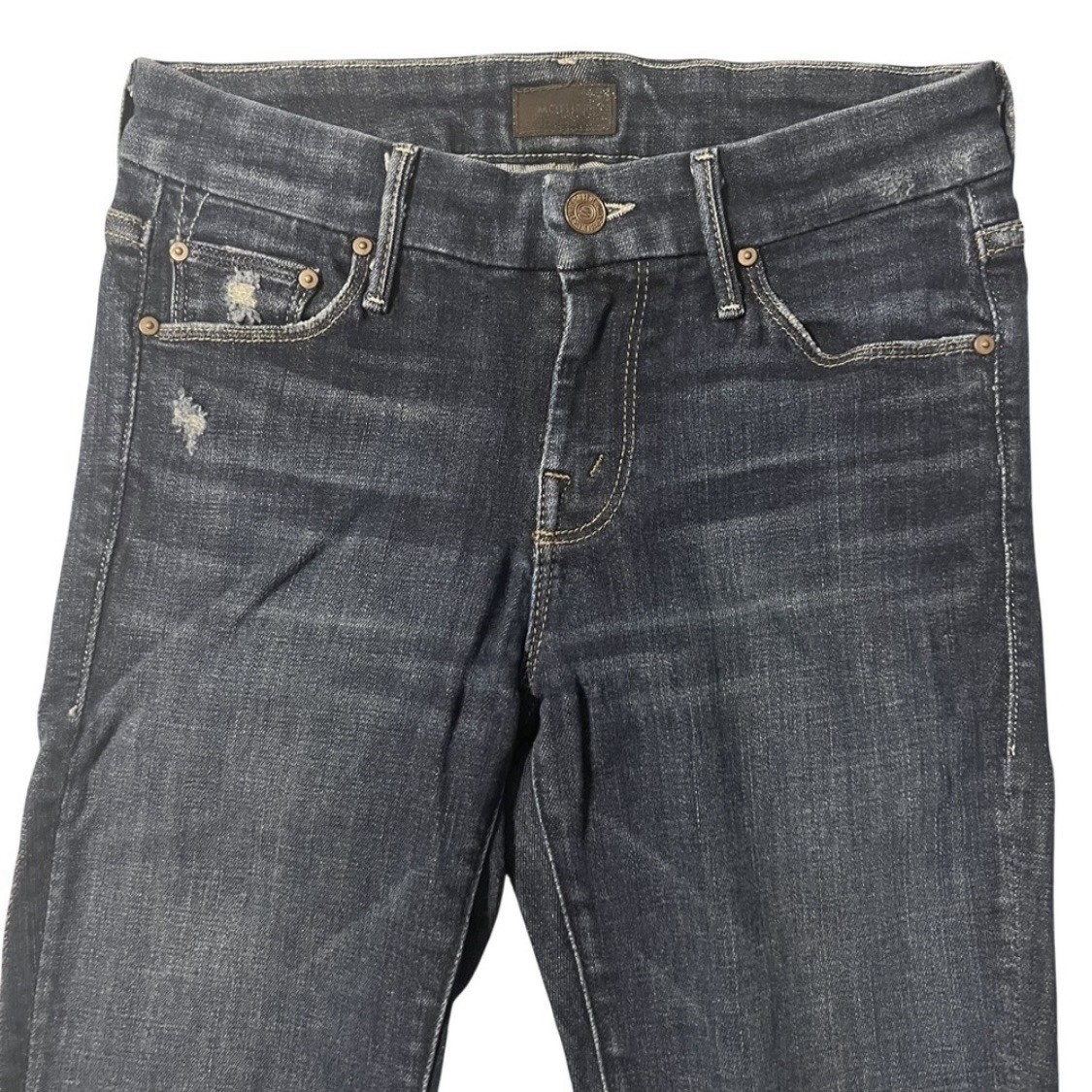 MOTHER Jeans Looker Ankle Fray Partner In Crime 25 (26” Inseam) Distress Stretch