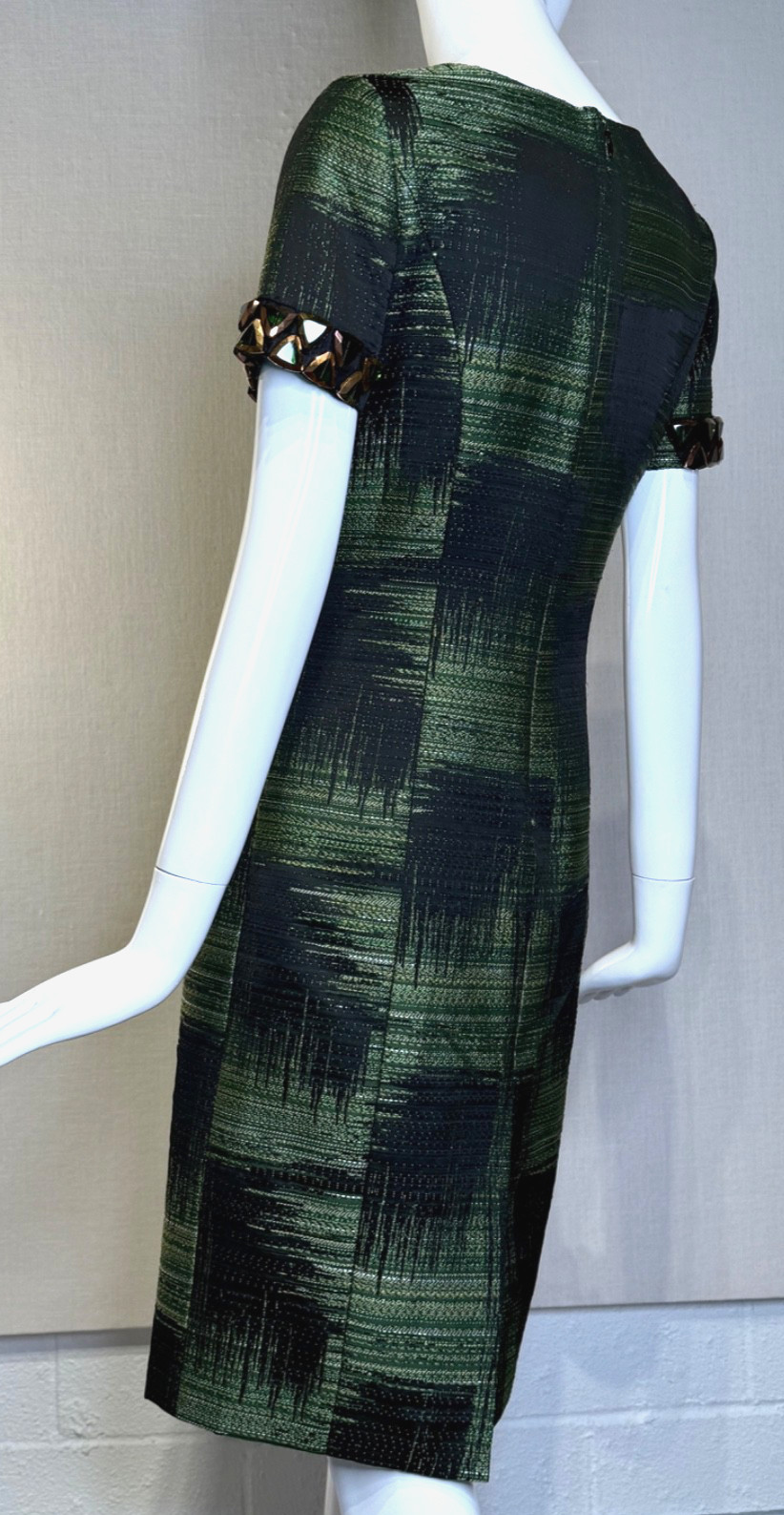 Pre-Fall 2009 CAROLINA HERRERA Jeweled Knee-Length Shift Dress Size 8, VTG 2000s
