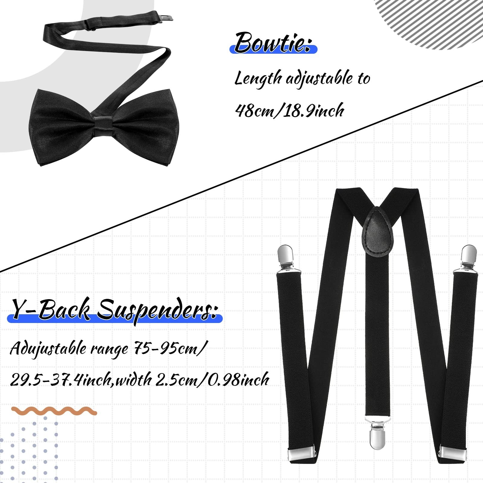 1920s Mens Costume Accessories Gatsby Set with Hat, Bow Tie, Pocket Watch, Su…