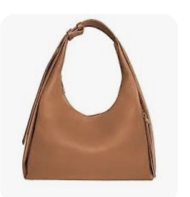 Tote le Monde Brown Solid Shoulder Bag Zip Closure, Inner Pockets, Gold HW.
