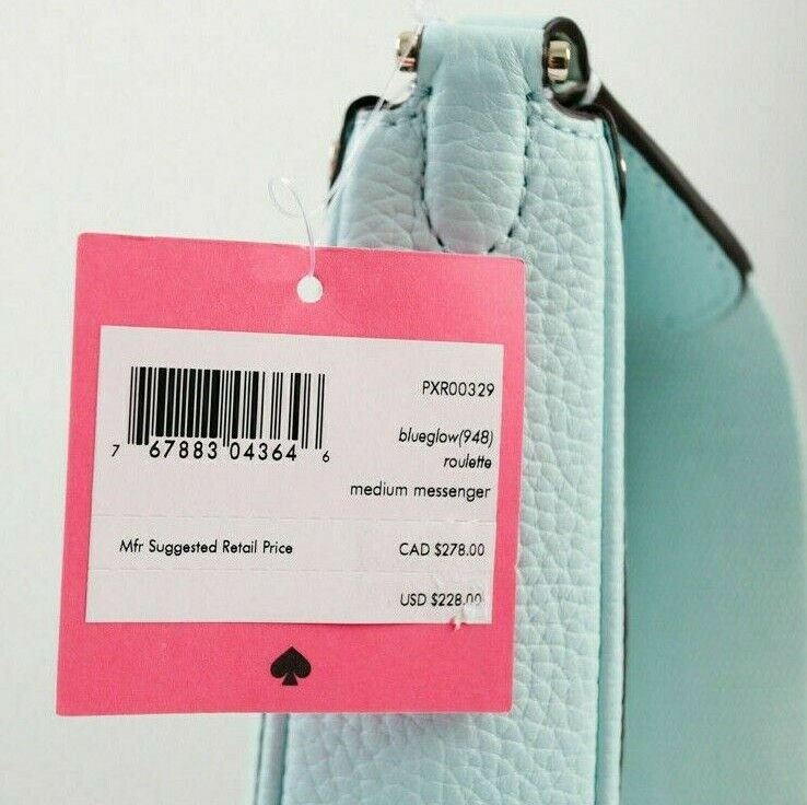 R Kate Spade Roulette Messenger in Blue Leather Crossbody PXR00329 NWT $228 FS