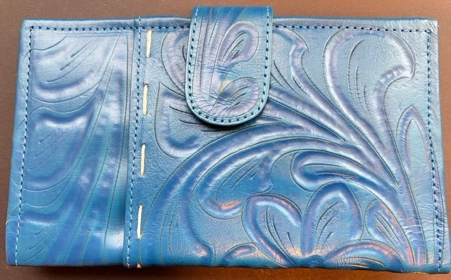 Ladies Blue Tooled Leather Wallet (NWT) Paraguay