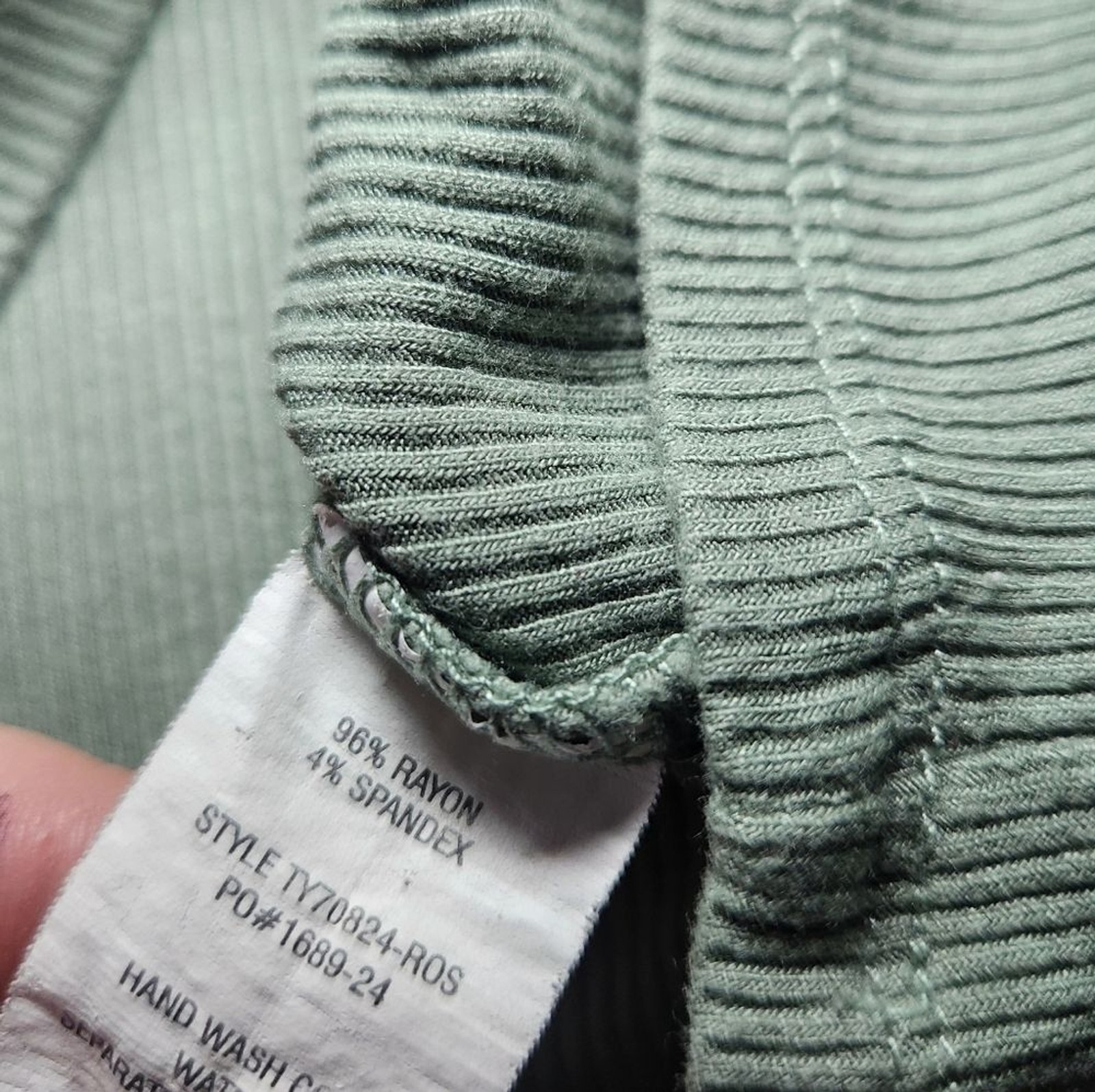 Elegant Sage Ribbed Tee Frankee & Skylarr Size S