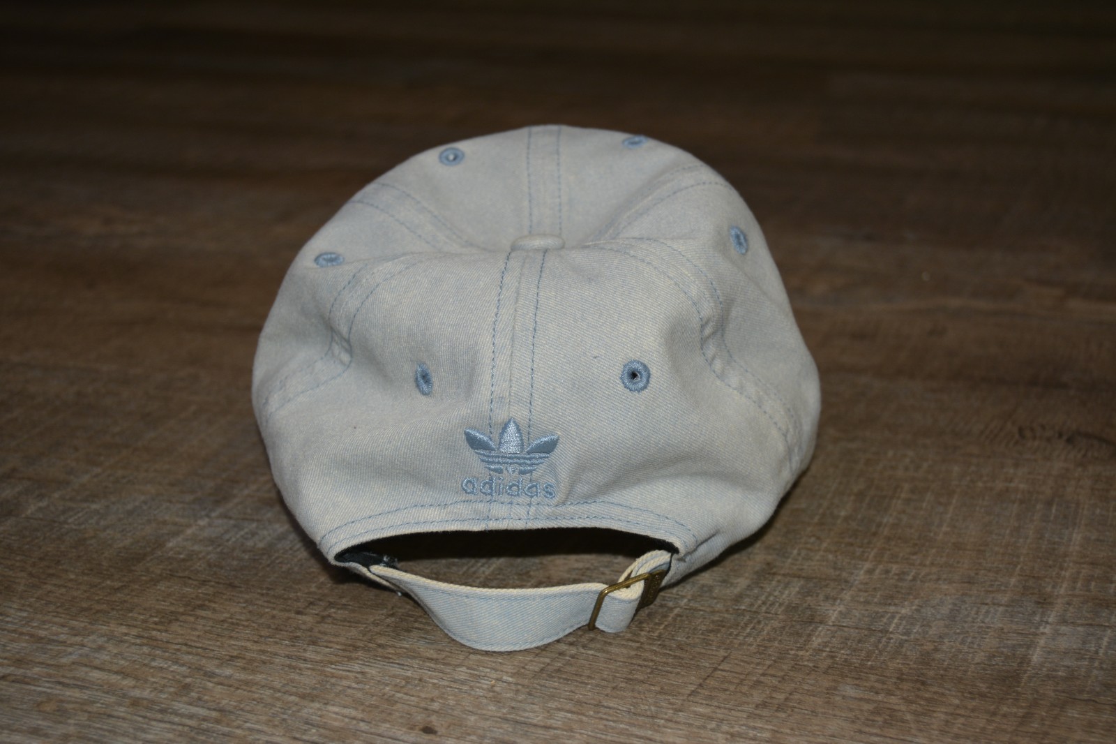 Adidas Denim Hat Strap Back Stone Washed Blue Three Stripe Clothing