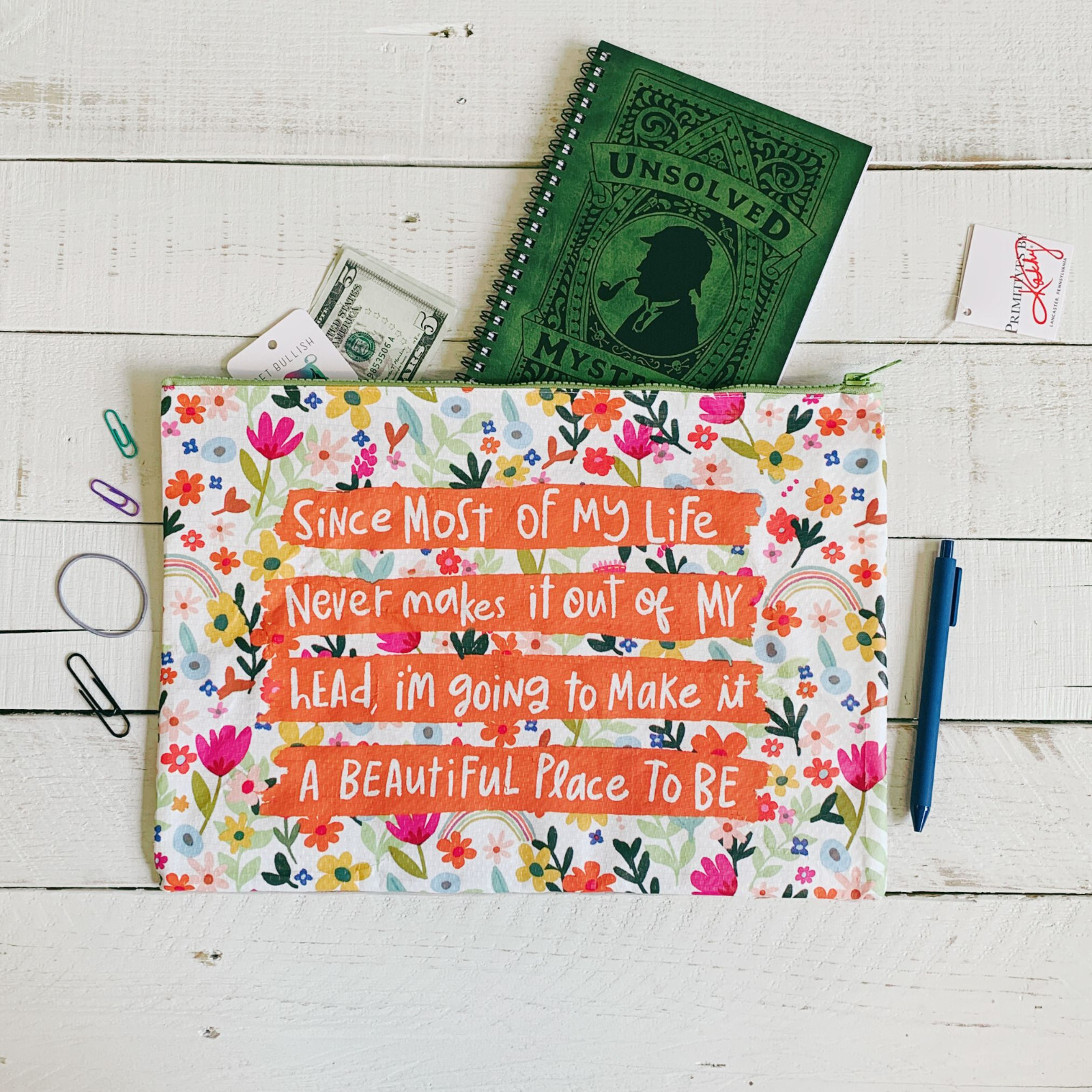 BlueQ and Primitives by Kathy Funny Jumbo Pouch | Perfect for magazines, papers