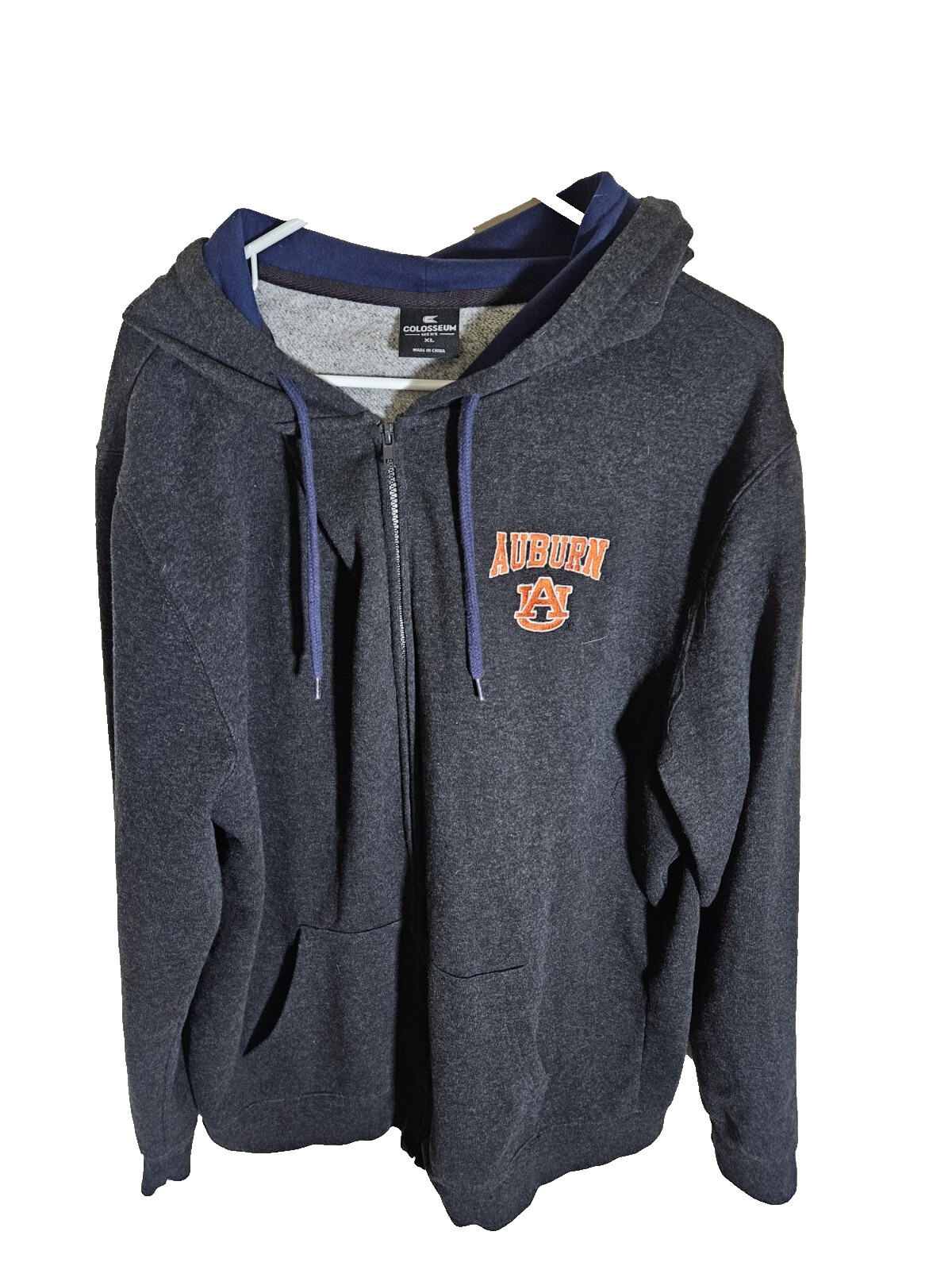 Colosseum Auburn University Gray Blue Hoodie XL 70% Cotton 30% Polyester