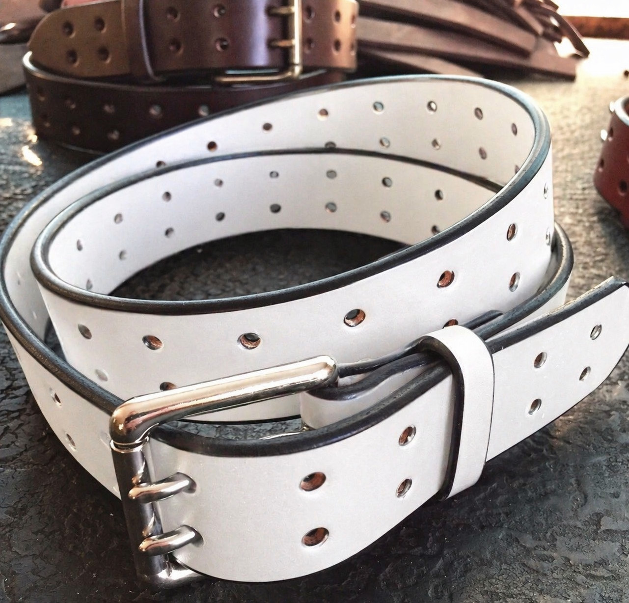 AMISH MADE WICKETT & CRAIG 1.5″ HEAVY DUTY REAL LEATHER WORK GUN HOLSTER BELT