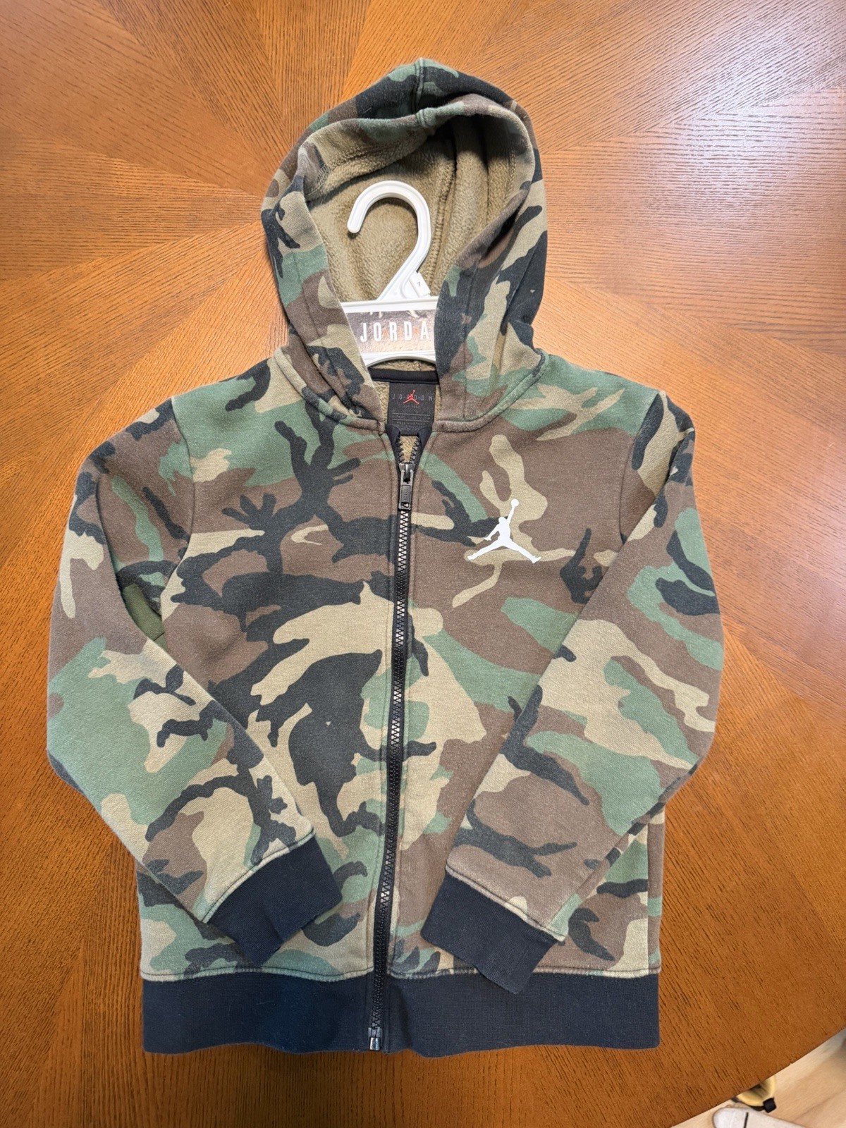 Jordan Unisex Kids Camo Full Zip Hooded Hoodie Sweatshirt Logo Size 7