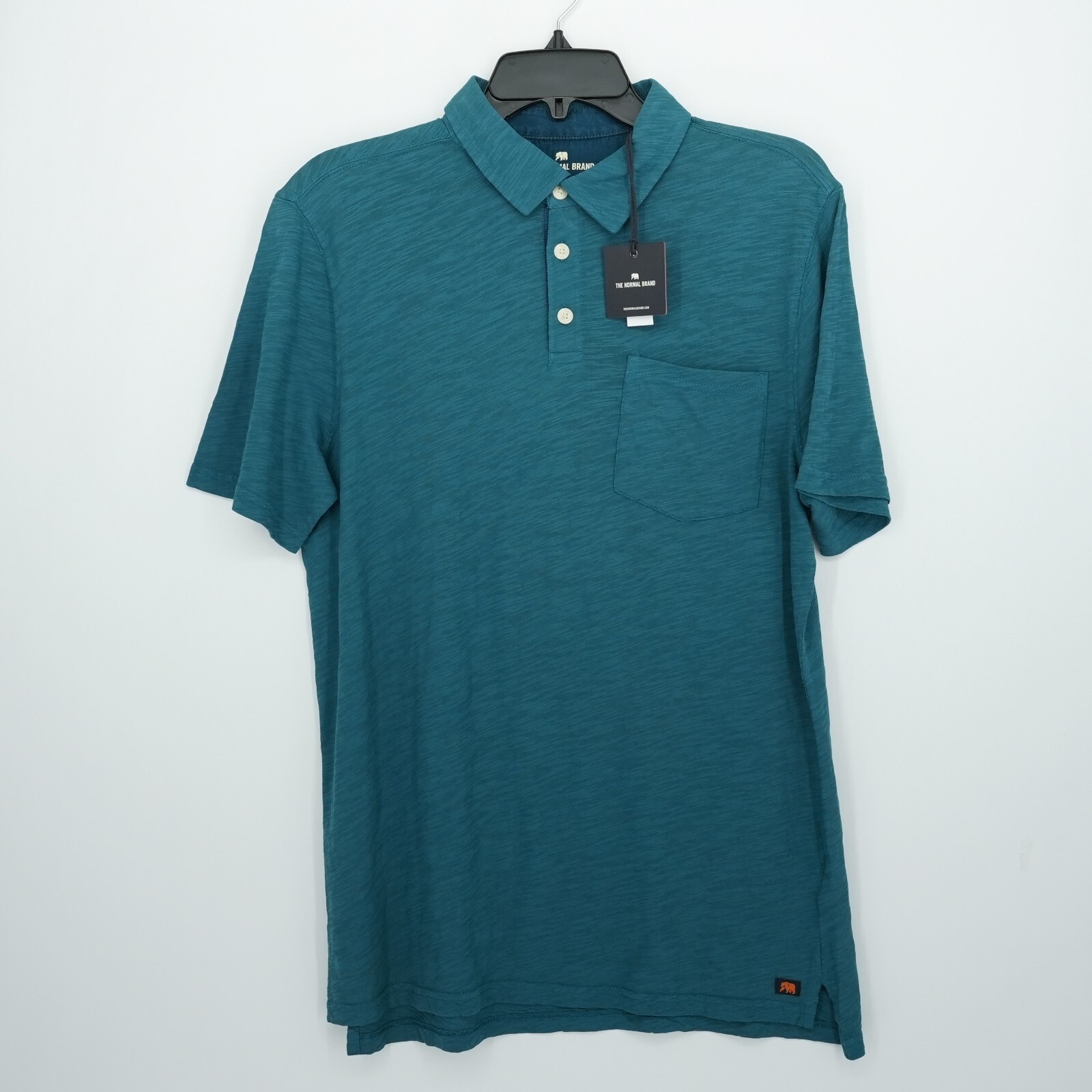 The Normal Brand Men’s Short-Sleeve Polo S Teal Heather Solid 100% Cotton NWT