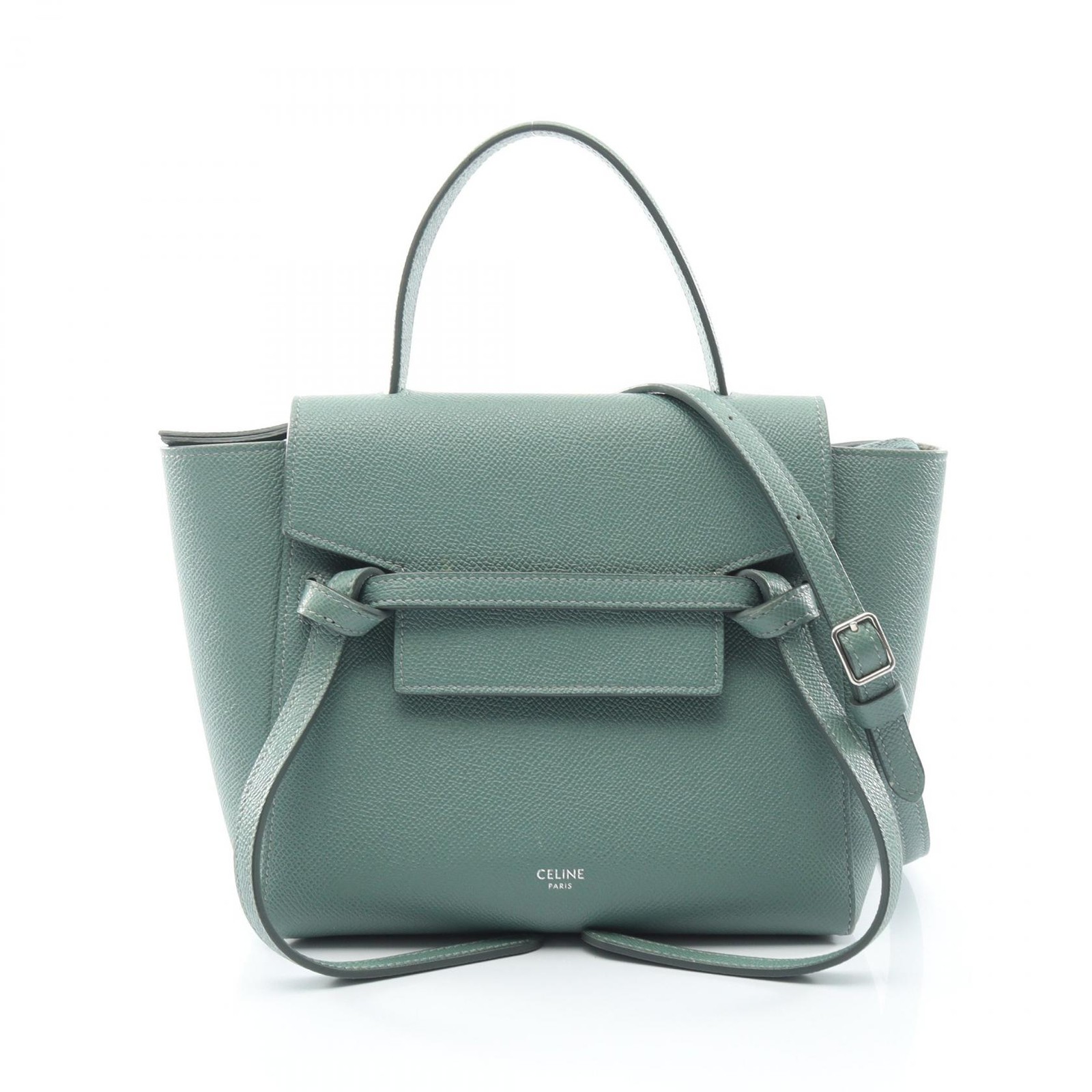 CELINE BELT BAG NANO Shoulder crossbody Handbag leather Green Used Women